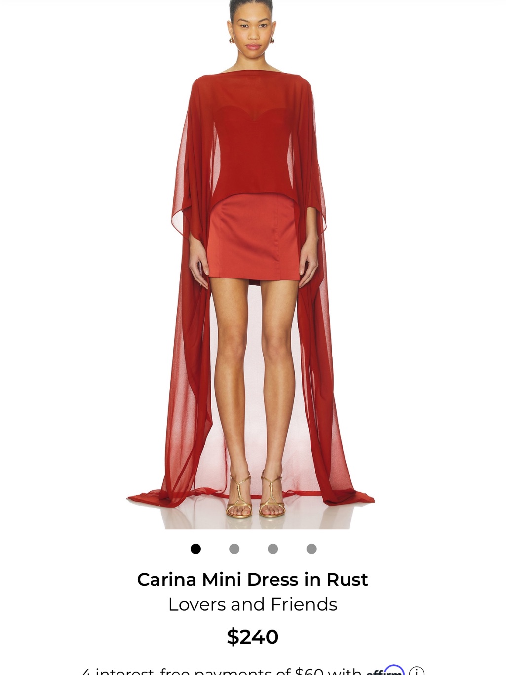 Lovers + Friends Rust Red Mini Dress With Sheer Cape